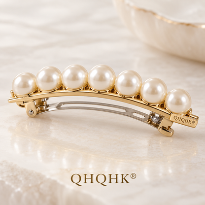 QHQHK® Pearl Arc Hair Clip in Ivory - Side and closure view