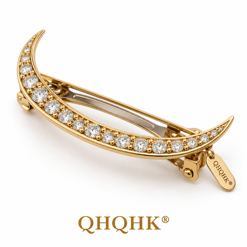 QHQHK® Celestial Crescent Hair Clip in Gold - Main product view