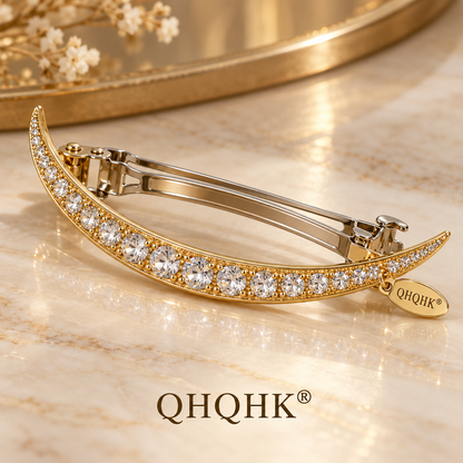 QHQHK® Celestial Crescent Hair Clip in Gold - Material detail