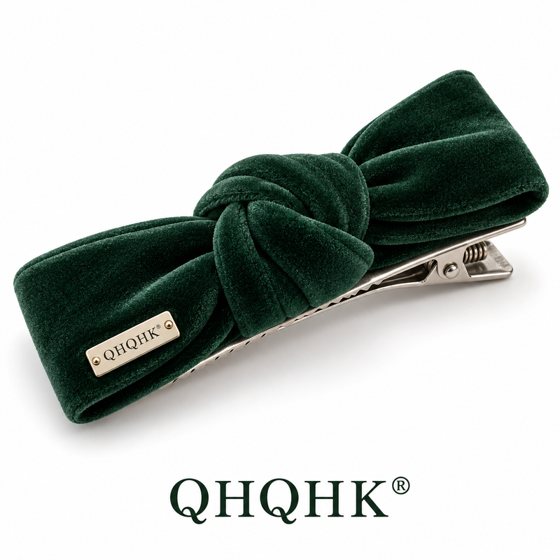 QHQHK® Velvet Knot Hair Clip in Forest - Main product view