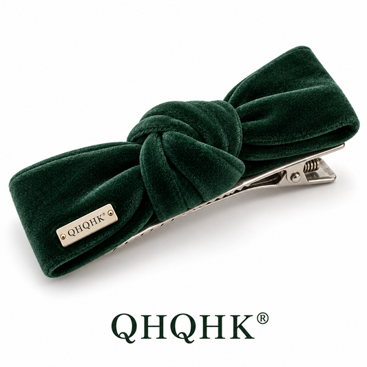 QHQHK® Velvet Knot Hair Clip in Forest - Main product view