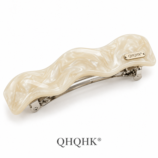 QHQHK® Marble Wave Hair Clip in Ivory - Main product view
