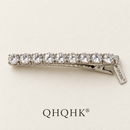 QHQHK® Crystal Line Hair Clip in Clear - Overhead view