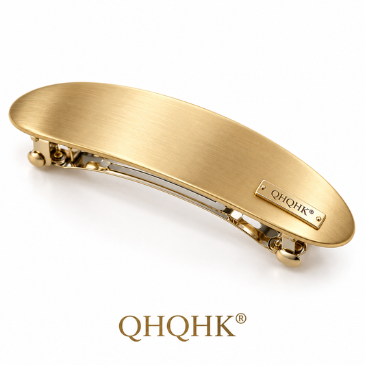 QHQHK® Brushed Oval Hair Clip in Gold - Main product view