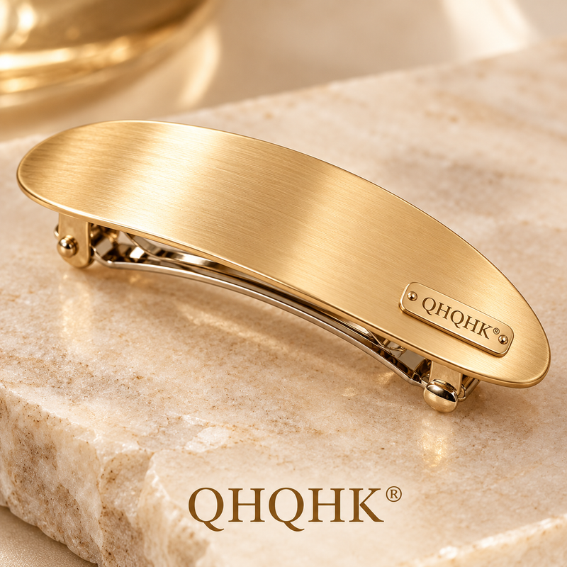 QHQHK® Brushed Oval Hair Clip in Gold - Material detail